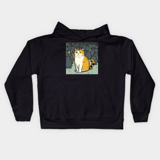 Cute Cat Alone In The Night - Cat Lover Kids Hoodie